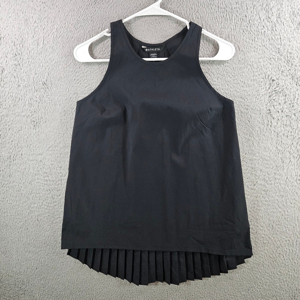 Athleta Sojourn Tank Top Womens XS Black Pleated Back Sleeveless Active